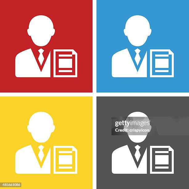 businessman icon on square buttons. - ceo working on computer stock illustrations