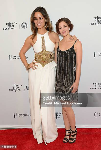 Berenice Marlohe and Olivia Thirlby attend the "5 To 7" Premiere during the 2014 Tribeca Film Festival at the SVA Theater on April 19, 2014 in New...