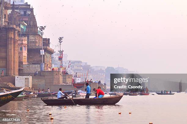 varanasi holy place by the ganges - hinduism stock pictures, royalty-free photos & images