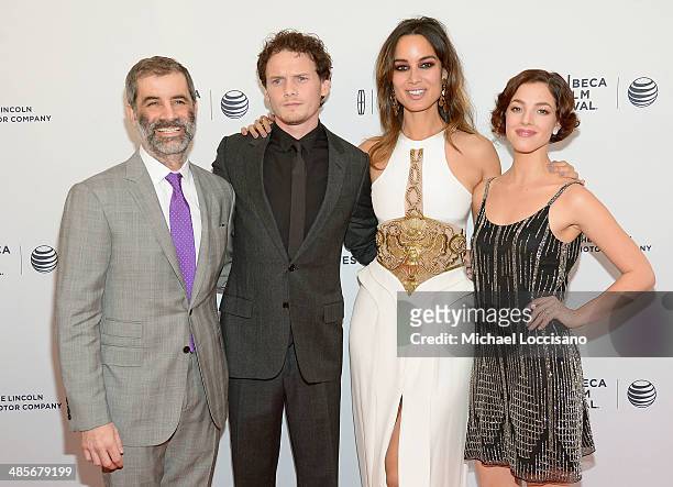 Director Victor Levin, actors Anton Yelchin, Berenice Marlohe and Olivia Thirlby attends the "5 To 7" Premiere during the 2014 Tribeca Film Festival...