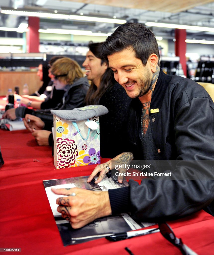 Of Mice And Men Sign Copies Of Their Latest Album