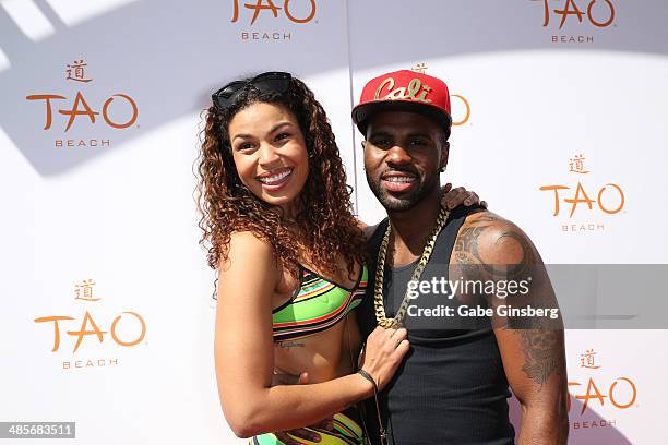 Recording artists Jordin Sparks and Jason Derulo arrive at the grand opening of Tao Beach season at the Tao Beach at The Venetian Las Vegas on April...