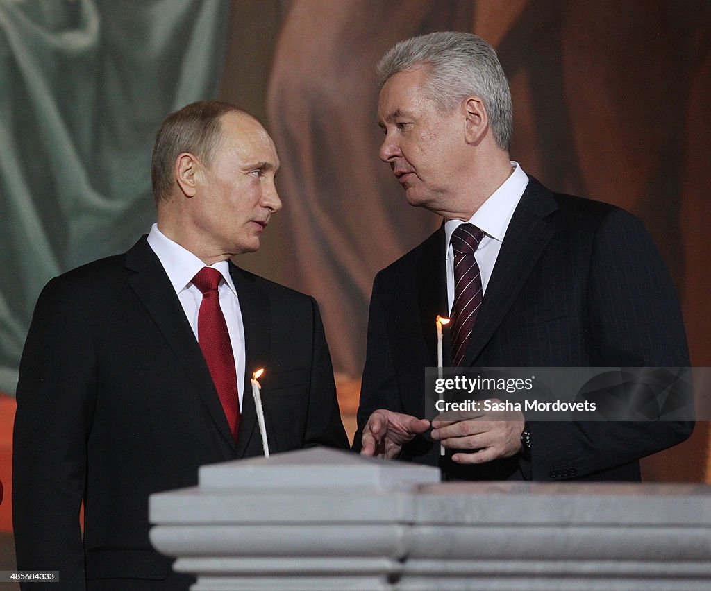 Russian President Vladimir Putin Attends an Orthodox Easter Service