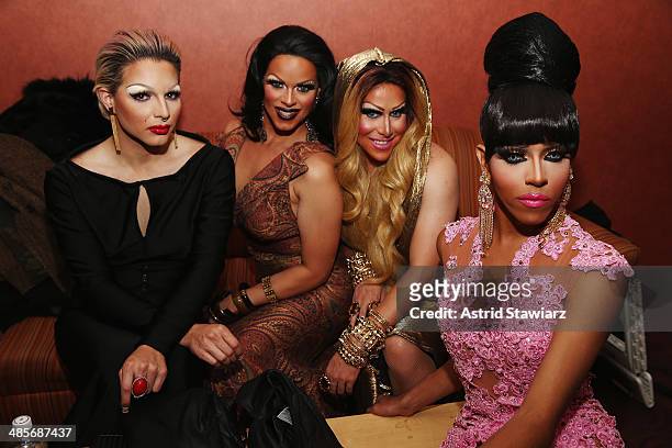 April Carrion, Rochelle Mon Cheri, Zahara Montiere, and Queen Bee Ho attend the "Mala Mala" Premiere during the 2014 Tribeca Film Festival at Chelsea...