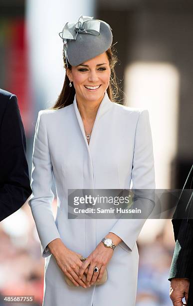 Catherine, Duchess of Cambridge arrives at St Andrew's Cathedral for a Easter Sunday Service on April 20, 2014 in Sydney, Australia. The Duke and...