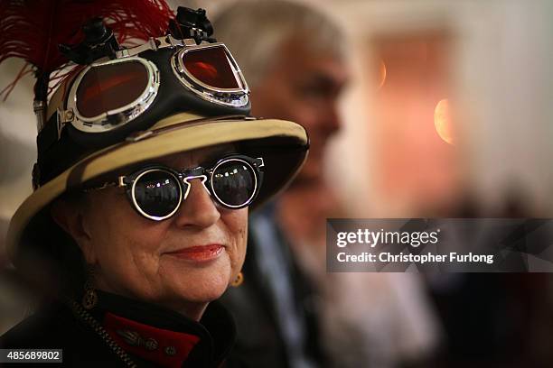 Steampunk enthusiast attends the Asylum Steampunk festival on August 29, 2015 in Lincoln, England. The Asylum Steampunk Festival is the largest and...