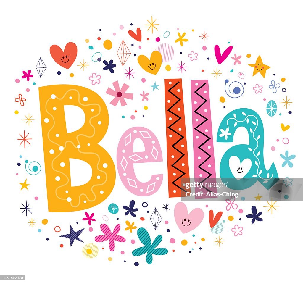 Bella Lettering Small Bella Girls Name Decorative Lettering Type Design High-Res Vector ...