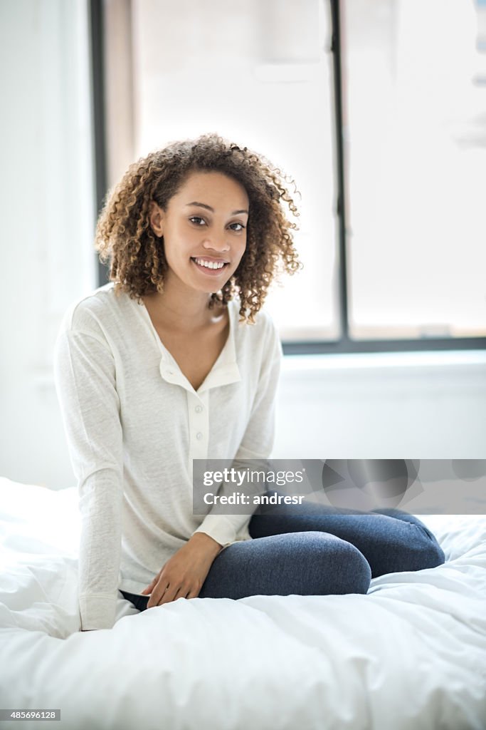Casual woman relaxing at home