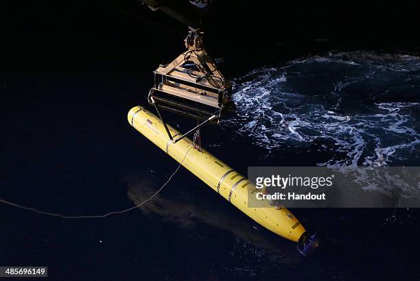 In this handout image provided by Commonwealth of Australia, Department of Defence, The Phoenix International Autonomous Underwater Vehicle Artemis...