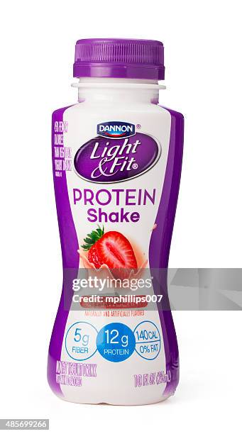 dannon light and fit protein shake - milkshake isolated stock pictures, royalty-free photos & images
