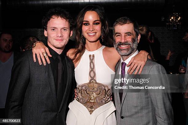 Anton Yelchin, Berenice Marlohe, and Victor Levin attend the "5 To 7" Cast Dinner At Supper Suite By STK Hosted With Fiji Water And Dobel Tequila on...