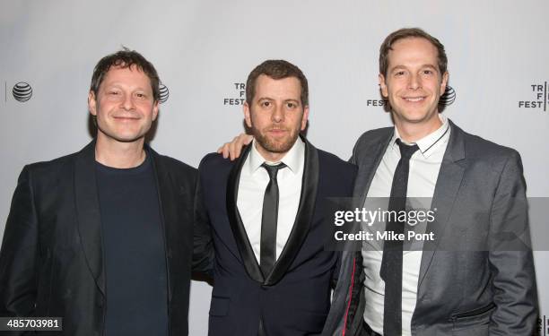 Producers J.B Miller and Theodore Miller with Director Jordan Rubin attend the premiere of "Zombeavers" during the 2014 Tribeca Film Festival at...