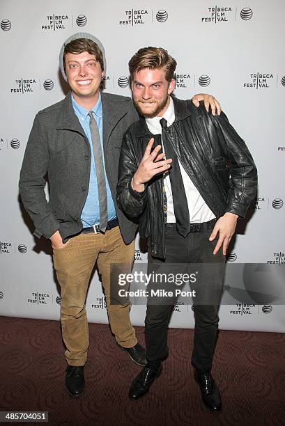 Actors Peter Gilroy and Jake Weary attend the premiere of "Zombeavers" during the 2014 Tribeca Film Festival at Chelsea Bow Tie Cinemas on April 19,...