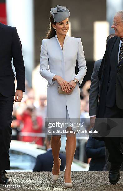 Catherine, Duchess of Cambridge arrives at St Andrew's Cathedral for Easter Sunday Service on April 20, 2014 in Sydney, Australia. The Duke and...