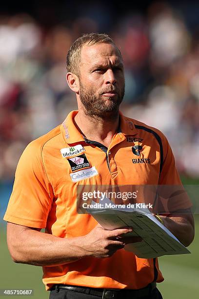 Chad Cornes of the Giants looks on during the round five AFL match between the Adelaide Crows and the Greater Western Sydney Giants at Adelaide Oval...