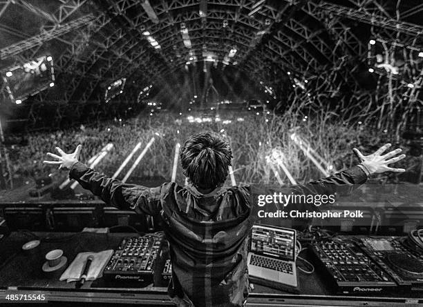 DJs Zedd performs onstage during day 2 of the 2014 Coachella Valley Music & Arts Festival at the Empire Polo Club on April 19, 2014 in Indio,...