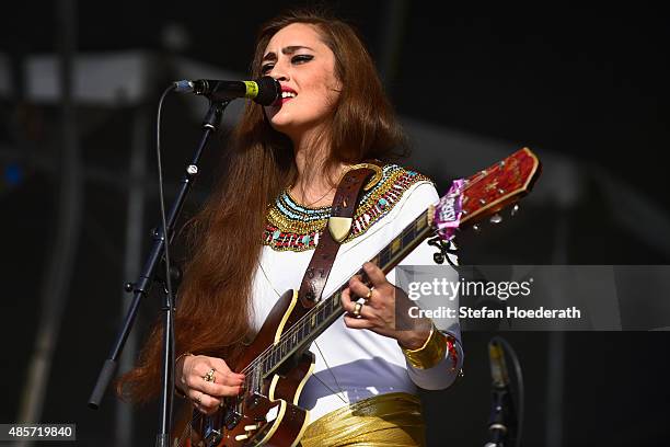 Kitty Durham of Kitty, Daisy & Lewis performs on stage at the Pure & Crafted Festival 2015 on August 29, 2015 in Berlin, Germany.