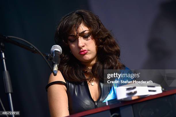 Daisy Durham of Kitty, Daisy & Lewis performs on stage at the Pure & Crafted Festival 2015 on August 29, 2015 in Berlin, Germany.