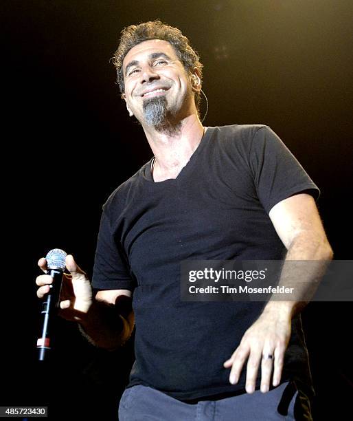 Serj Tankian of System of a Down performs during Riot Fest at the National Western Complex on August 28, 2015 in Denver, Colorado.