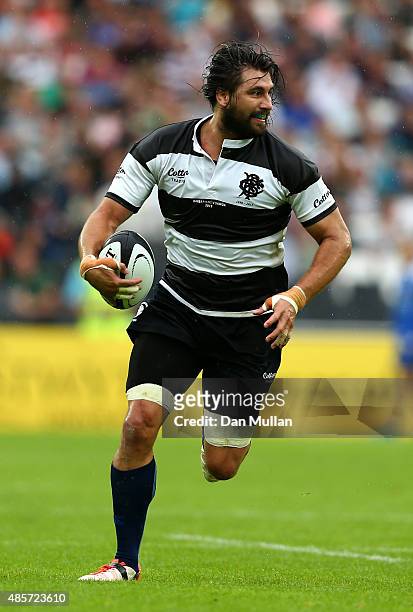 Jaques Potgieter of The Barbarians in action during the International Friendly match between The Barbarians and Samoa at Olympic Stadium on August...