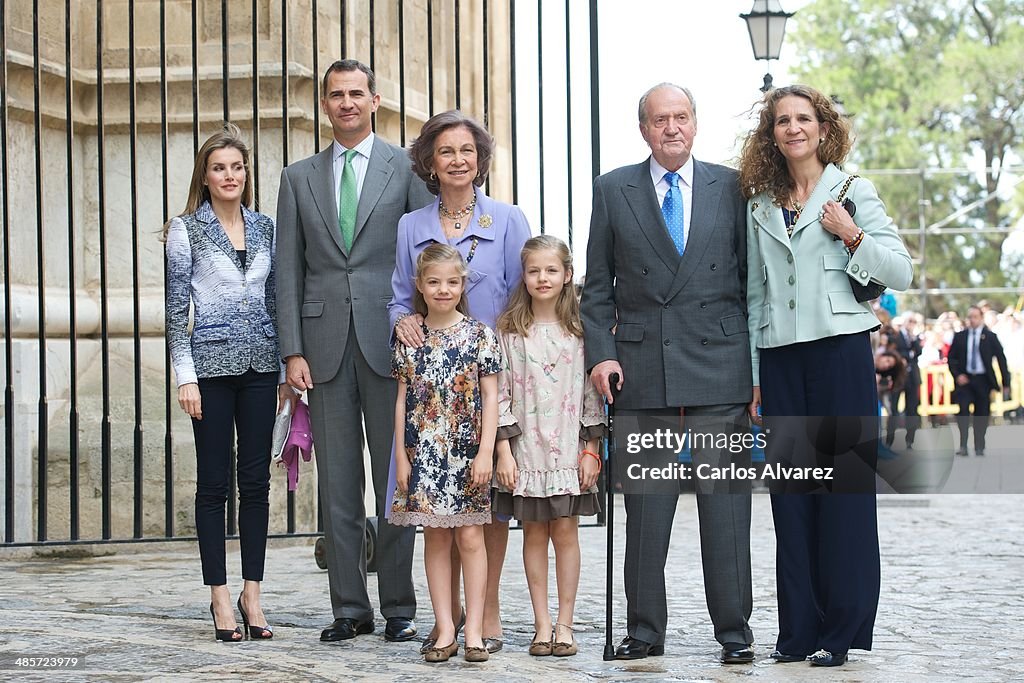 Spanish Royals Attend Easter Mass in Palma de Mallorca