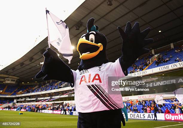 Tottenham mascot Chirpy Cockerel entertains the crowd prior to the Barclays Premier League match between Tottenham Hotspur and Everton at White Hart...