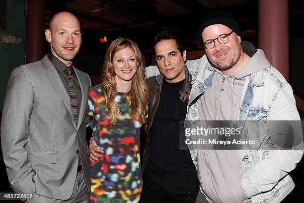 Cast members Corey Stoll, Marin Ireland, Yul Vazquez and director Noah Buschel attend the after party for the premiere of "Glass Chin" during the...