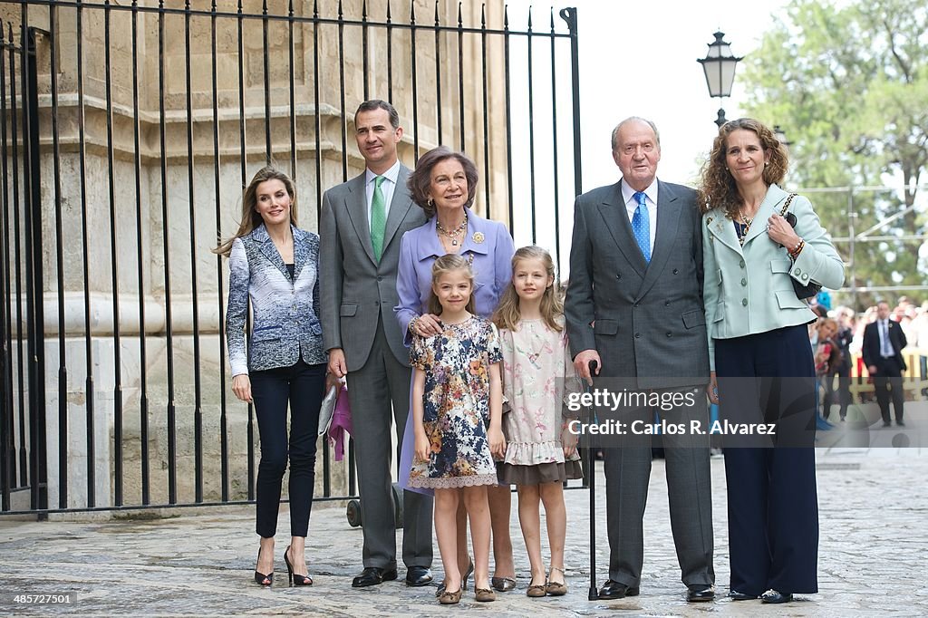 Spanish Royals Attend Easter Mass in Palma de Mallorca