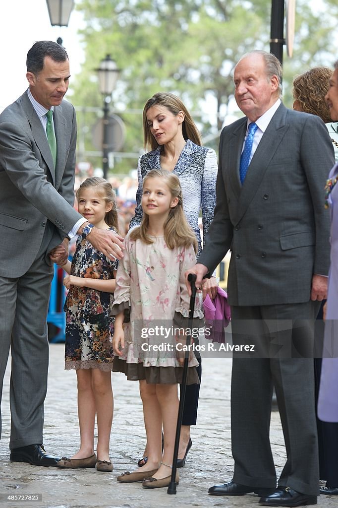 Spanish Royals Attend Easter Mass in Palma de Mallorca