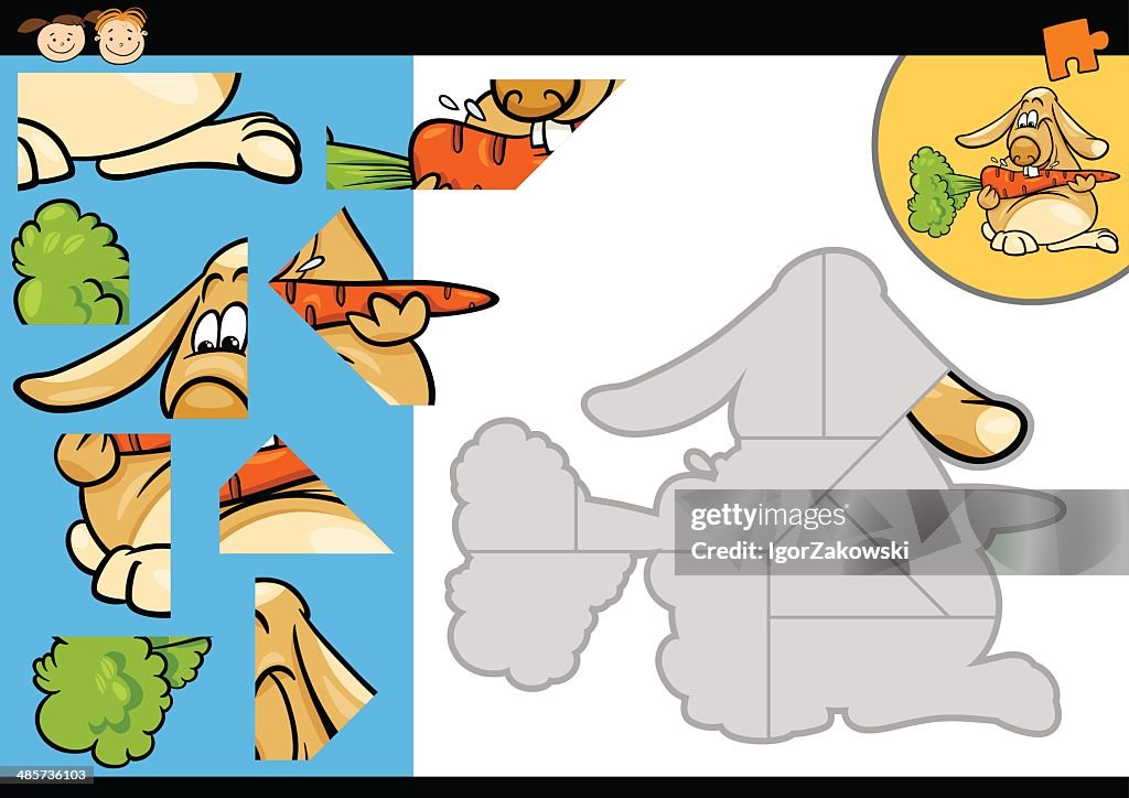 Cartoon Rabbit Jigsaw Puzzle Game High-Res Vector Graphic - Getty Images