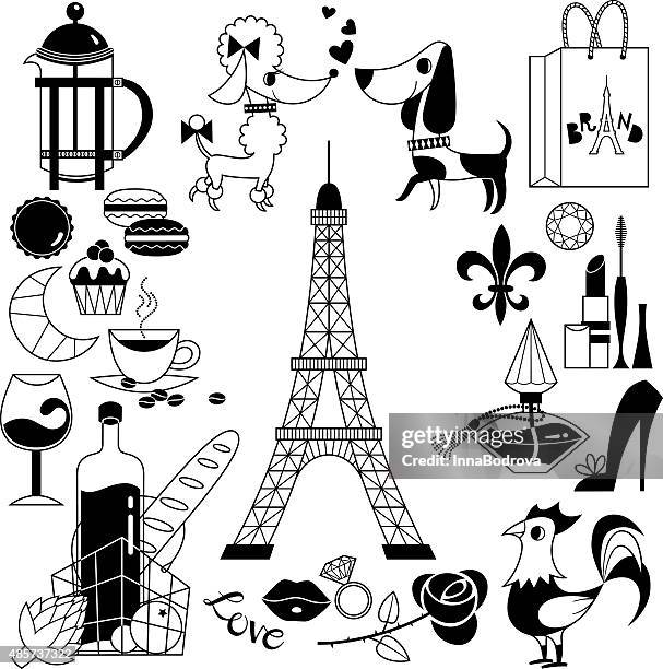 ilustrações, clipart, desenhos animados e ícones de french símbolos - macaroon