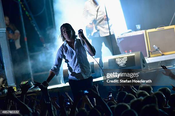 Pelle Almqvist of The Hives performs on stage at the Pure & Crafted Festival 2015 on August 29, 2015 in Berlin, Germany.
