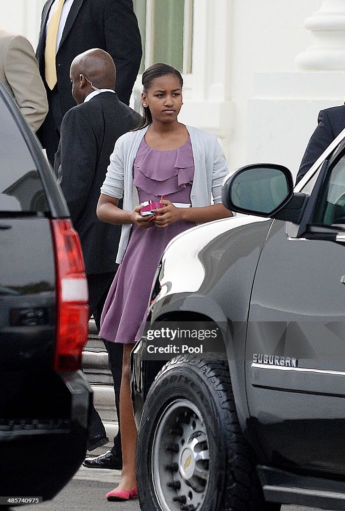 President Obama And Family Go To Sunday Church