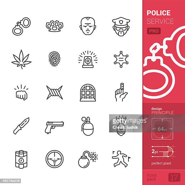 bildbanksillustrationer, clip art samt tecknat material och ikoner med police service related vector icons - pro pack - mördare