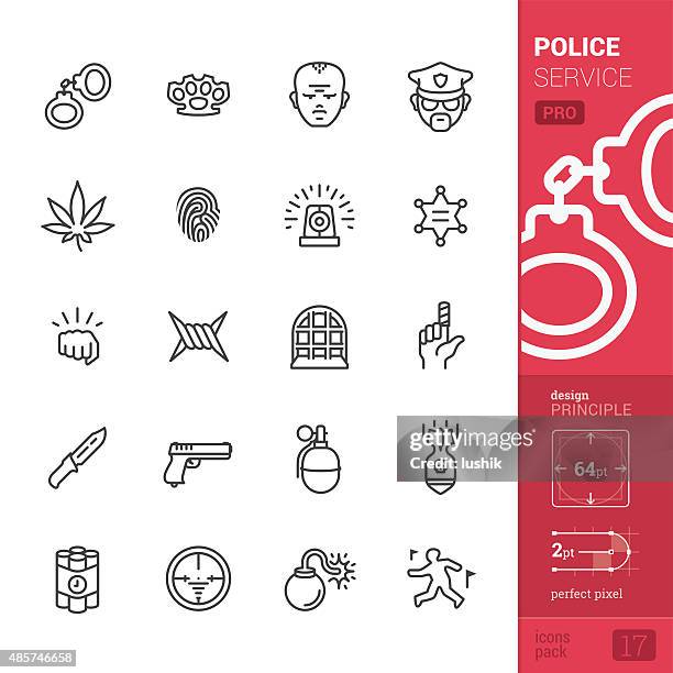 police service related vector icons - pro pack - prison gang stock illustrations