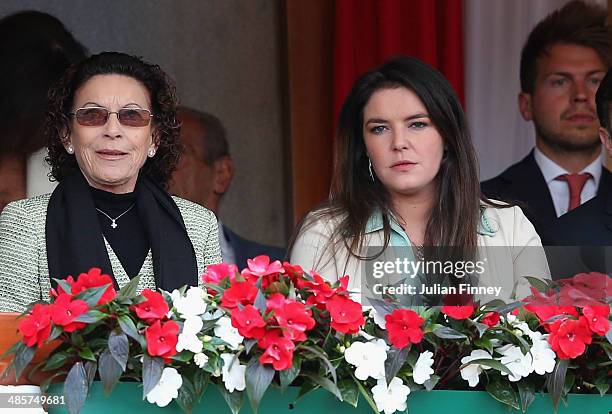 Elisabeth-Anne de Massy and Melanie-Antoinette de Massy attend the final between Roger Federer of Switzerland and Stanislas Wawrinka of Switzerland...