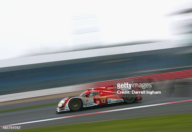 The Rebellion Racing Lola B12/60 Toyota LMP1 driven by Nicolas Prost of France, Nick Heidfeld of Germany and Mathias Beche of Switzerland during the...
