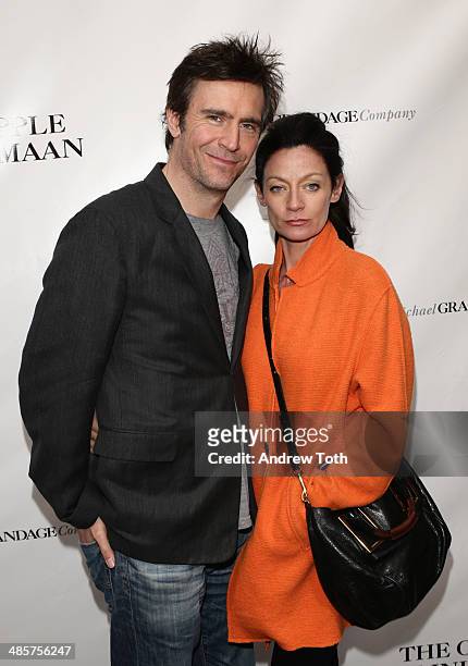 Actor Jack Davenport and guest attend the Broadway opening night of "The Cripple Of Inishmaan" at the Cort Theatre on April 20, 2014 in New York City.