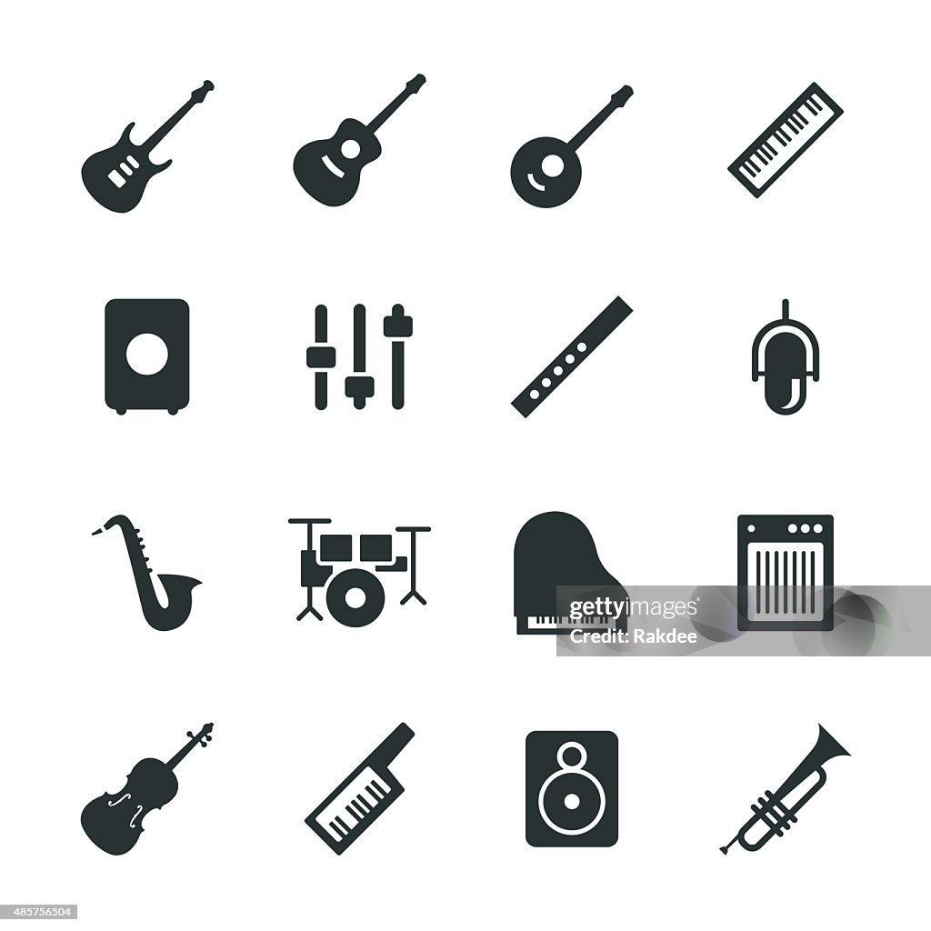 Musical Equipment Silhouette Icons