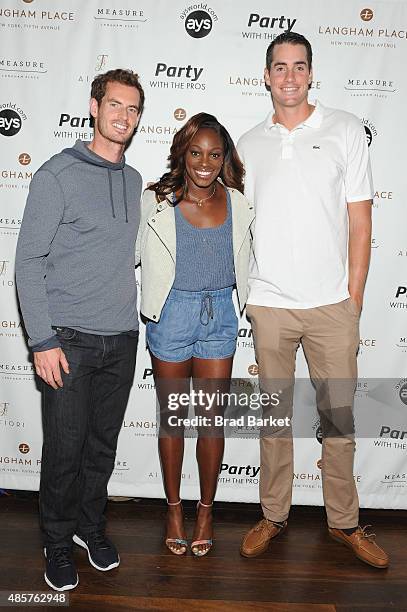 Andy Murray, Sloane Stephens and John Isner attend Party with the Pros during Taste Of Tennis Week at Langham Place on August 29, 2015 in New York...