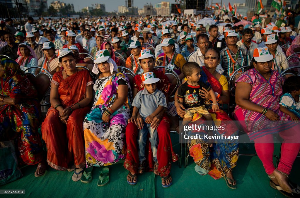 Ruling Congress Party Hold Election Rally In Mumbai