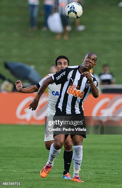 Emerson da Conceicao of Atletico MG and Jadson of Corinthians battle for the ball during a match between Atletico MG and Corinthians as part of...