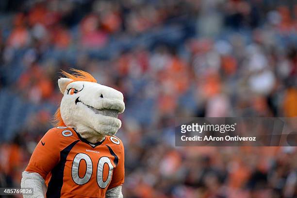 Miles walks across the field before the first half of action at Sports Authority Field at Mile High Stadium. The Denver Broncos hosted the San...