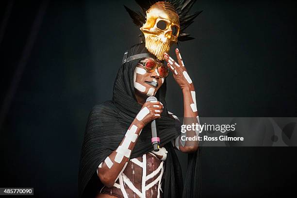 Grace Jones performs at Glasgow Summer Sessions at Bellahouston Park on August 29, 2015 in Glasgow, Scotland.