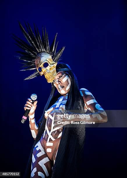 Grace Jones performs at Glasgow Summer Sessions at Bellahouston Park on August 29, 2015 in Glasgow, Scotland.