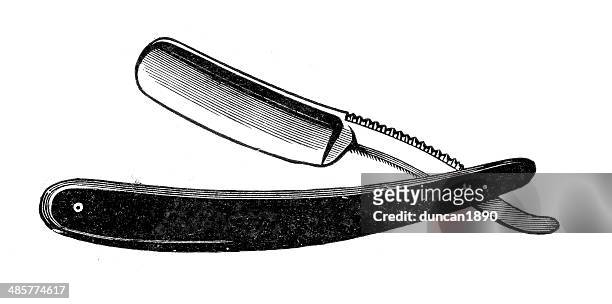 straight razors or cut-throat razor - straight razor stock illustrations