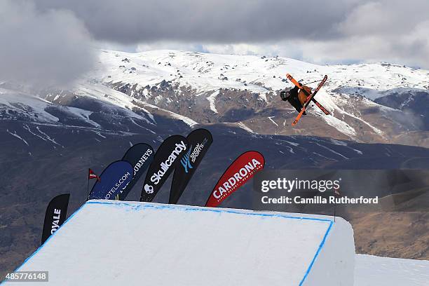 James Woods of Great Britain competes in the Snowboard & AFP Freeski Big Air Finals during the Winter Games NZ at Cardrona Alpine Resort on August...
