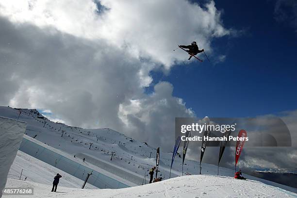 Elias Ambuehl of Switzerland competes in the Snowboard & AFP Freeski Big Air Finals during the Winter Games NZ at Cardrona Alpine Resort on August...