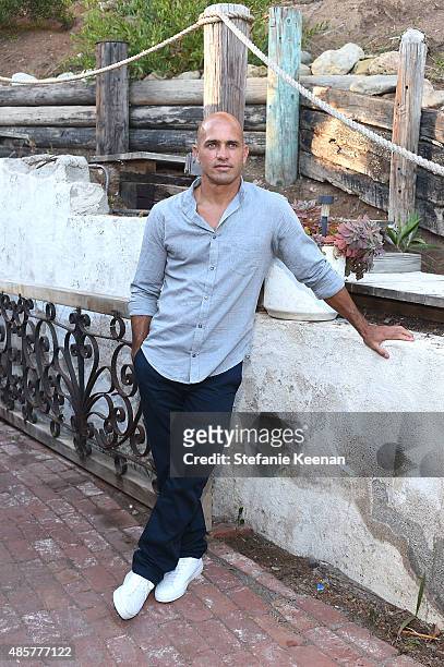 Kelly Slater attends Kelly Slater, John Moore and Friends Celebrate the Launch of Outerknown at Private Residence on August 29, 2015 in Malibu,...