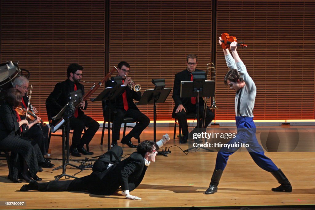 Yale in New York presents Stravinsky's 'The Soldier's Tale' at Zankel Hall on Sunday night, April 6, 2014. This image: From left, James Cusati-Moyer and Tom Pecinka. (Photo by Hiroyuki Ito/Getty Images)